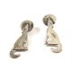 Mexican Sterling Silver Wolf Howling At Moon Pieced Earrings