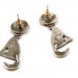 Mexican Sterling Silver Wolf Howling At Moon Pieced Earrings