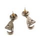 Mexican Sterling Silver Wolf Howling At Moon Pieced Earrings