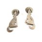 Mexican Sterling Silver Wolf Howling At Moon Pieced Earrings