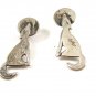 Mexican Sterling Silver Wolf Howling At Moon Pieced Earrings