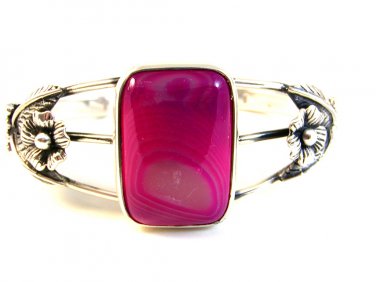 Southwest Sterling Silver & Purple Agate Cuff Bracelet