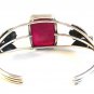 Southwest Sterling Silver & Purple Agate Cuff Bracelet