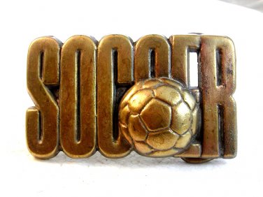 Vintage Solid Brass Soccer Belt Buckle