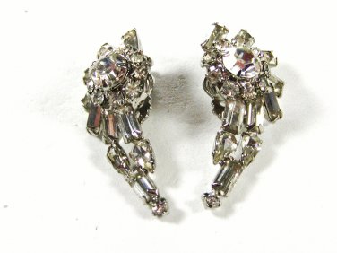Vintage Sparkley Rhinestone Clip On Earrings Unbranded 71215bb