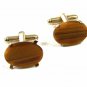 True Vintage Goldtone & Tiger Eye Cufflinks By Dante 102114