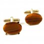True Vintage Goldtone & Tiger Eye Cufflinks By Dante 102114