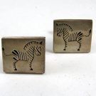 Old Mexican Eagle Mark 3 Taxco Sterling Silver Zebra Cufflinks Marked NAR