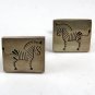 Old Mexican Eagle Mark 3 Taxco Sterling Silver Zebra Cufflinks Marked NAR