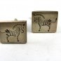 Old Mexican Eagle Mark 3 Taxco Sterling Silver Zebra Cufflinks Marked NAR