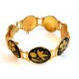 Vintage Damascene Birds Flowers Link Bracelet