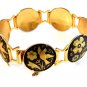 Vintage Damascene Birds Flowers Link Bracelet