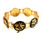 Vintage Damascene Birds Flowers Link Bracelet