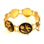 Vintage Damascene Birds Flowers Link Bracelet