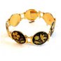 Vintage Damascene Birds Flowers Link Bracelet