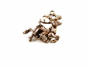 Sterling Silver Buck Deer Reindeer Christmas Charm / Pendant 81814