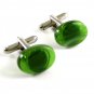 Unmarked Silvertone & Green Cufflinks 11062013cb