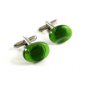Unmarked Silvertone & Green Cufflinks 11062013cb