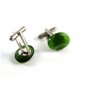 Unmarked Silvertone & Green Cufflinks 11062013cb