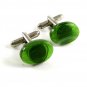 Unmarked Silvertone & Green Cufflinks 11062013cb