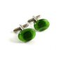 Unmarked Silvertone & Green Cufflinks 11062013cb