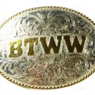 BTTW Balls To The Walls 2 Tone Belt Buckle by M & P Buckle Co Mexico 7215
