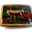 Vintage 1977 Indana Metal Craft Deer Belt Buckle