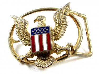 American Eagle Holding American Flag Belt Buckle 71014