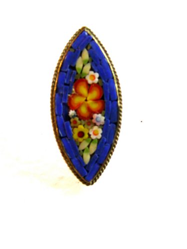 Vintage Gold Tone Italian Ultra Fine Micro Mosaic Brooch 0203042013dc