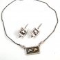 14K Gold & Sterling Silver Fish Pieced Earrings & Matching Necklace