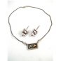 14K Gold & Sterling Silver Fish Pieced Earrings & Matching Necklace