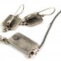 14K Gold & Sterling Silver Fish Pieced Earrings & Matching Necklace