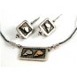 14K Gold & Sterling Silver Fish Pieced Earrings & Matching Necklace