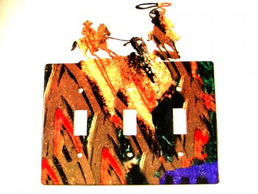 Rodeo Cowboys Calf Roping Triple Light Switch Cover by Steel Images USA 72815