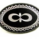 Unmarked Silvertone & Black Belt Buckle 10292013