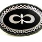 Unmarked Silvertone & Black Belt Buckle 10292013
