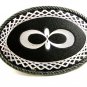 Unmarked Silvertone & Black Belt Buckle 10292013