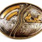 Western Cowboy Rodeo Calf Roping Belt Buckle by Silver Strike 12112013cc