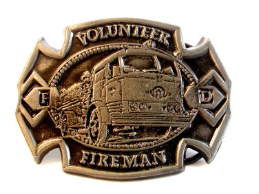 Vintage Volunteer Firemans Belt Buckle