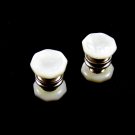 Deco Silvertone Mother Pearl Snap Link Cufflinks Bear Wilde KUM-A-PART 102714a