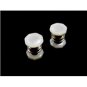 Deco Silvertone Mother Pearl Snap Link Cufflinks Bear Wilde KUM-A-PART 102714a