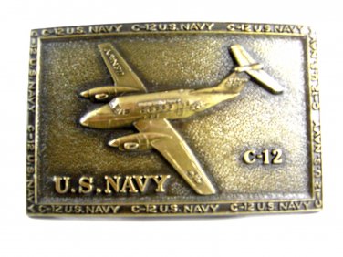 U.S. Navy C-12 Plane Solid Brass Belt Buckle 62514