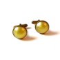 Vintage Unmarked Yellow Plastic / Lucite ??? Brass Tone Cufflinks