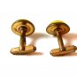 Vintage Unmarked Yellow Plastic / Lucite ??? Brass Tone Cufflinks