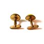 Vintage Unmarked Yellow Plastic / Lucite ??? Brass Tone Cufflinks