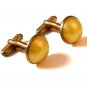 Vintage Unmarked Yellow Plastic / Lucite ??? Brass Tone Cufflinks