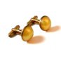 Vintage Unmarked Yellow Plastic / Lucite ??? Brass Tone Cufflinks