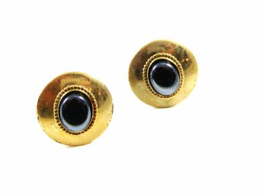 True Vintage Goldtone & Hematite Cufflinks Unmarked 100714