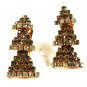 Vintage Christmas Tree Rhinestone Clip On Earrings by HOBE 71215