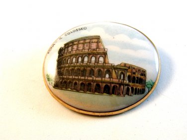 Vintage Roma IL Collosseo Porcelain Brooch